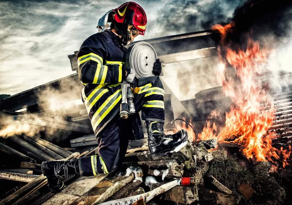 Firefighter with Sicor Helmet